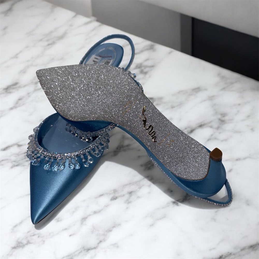 Rene Caovilla 60MM Crystal & Satin Slingback Pumps - Picture 5 of 5